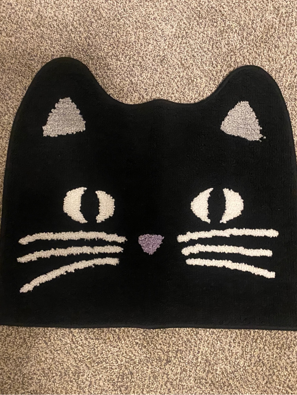 Black Halloween Cat-Shaped Bath Mat